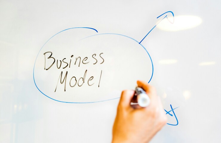 Business Model scritto a pennarello su lavagna